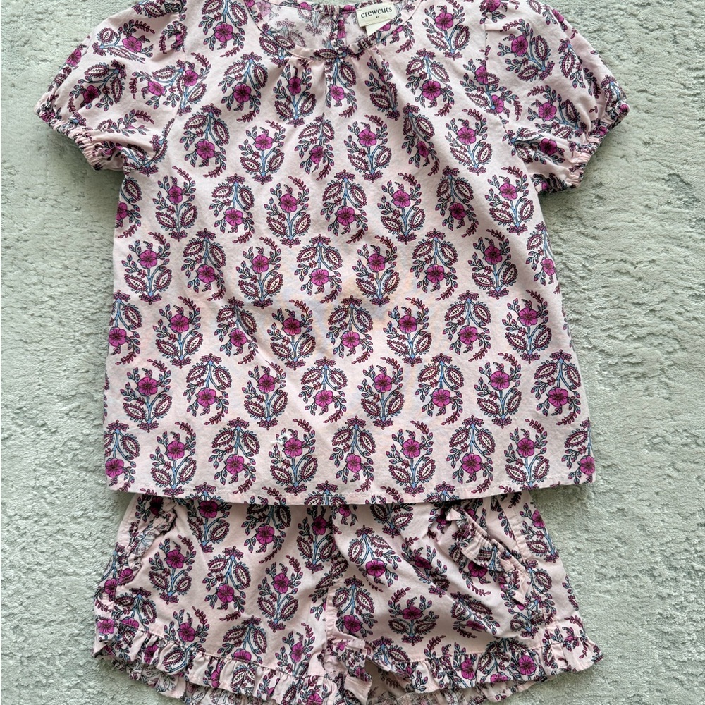 J. Crew Pink Floral Two-Piece Pajama Set